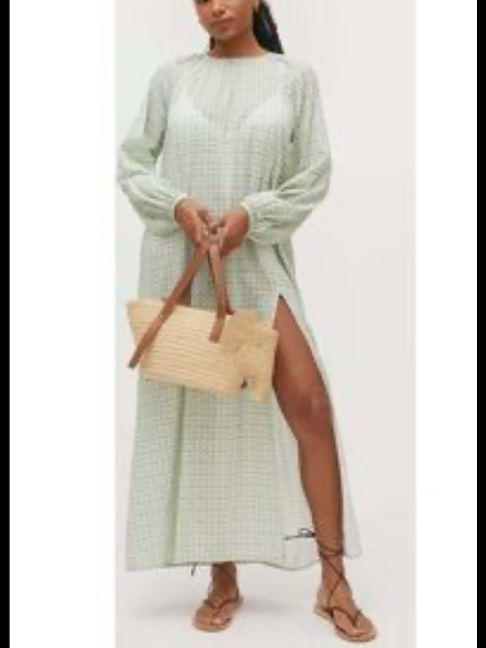 Hill House Home Basketweave Maxi Dress Coverup Sage Green Open Back M